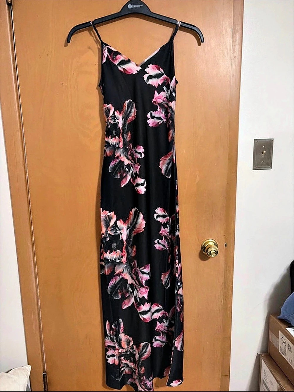AllSaints Monica Petal Pink Floral Maxi Dress Black & Pink